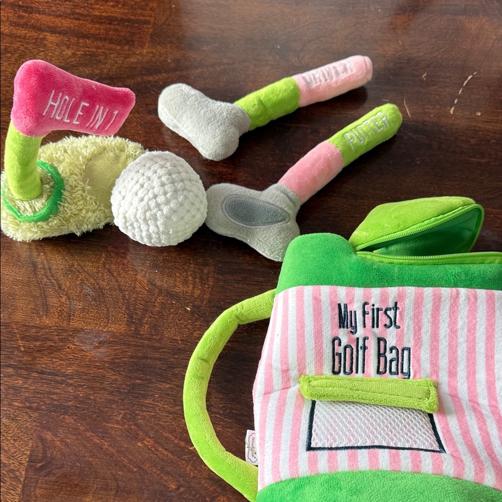 Mud Pie Pink and Green My First Golf Bag Toy Set